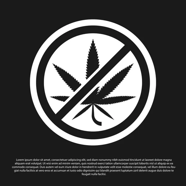 Black Stop marijuana or cannabis leaf icon isolated on black background. No smoking marijuana. Hemp symbol. Vector Illustration — Stock Vector