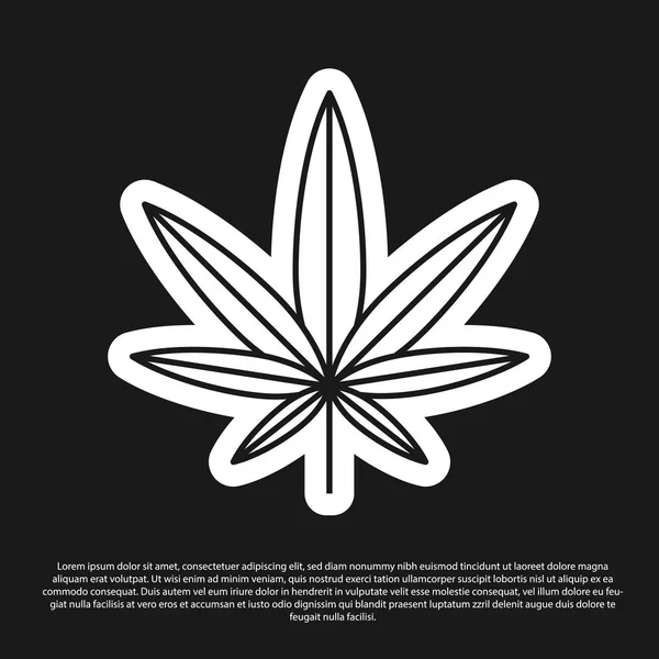 Black Medical marijuana atau cannabis ikon daun terisolasi pada latar belakang hitam. Simbol Hemp. Ilustrasi Vektor - Stok Vektor