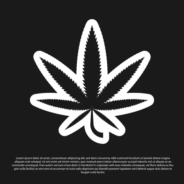 Black Medical marijuana o icona di foglie di cannabis isolata su sfondo nero. Simbolo di canapa. Illustrazione vettoriale — Vettoriale Stock