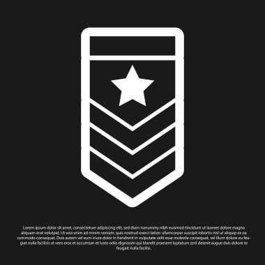 Siyah chevron simgesi siyah arka plan üzerinde izole. Askeri rozet işareti. Vektör İllüstrasyonu