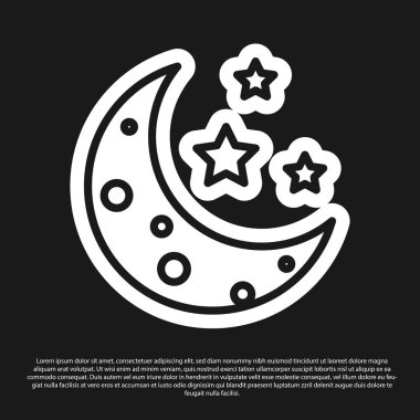 Siyah Ay ve yıldızlar simgesi siyah arka planda izole. Vektör İllüstrasyonu