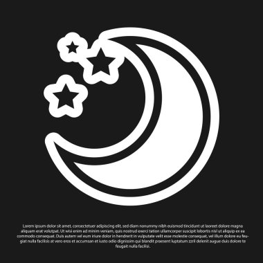 Siyah Ay ve yıldızlar simgesi siyah arka planda izole. Vektör İllüstrasyonu