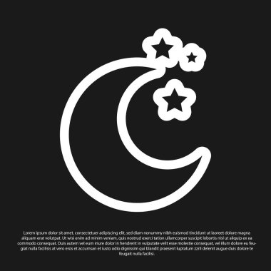 Siyah Ay ve yıldızlar simgesi siyah arka planda izole. Vektör İllüstrasyonu