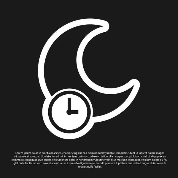 Zwarte slapende maan pictogram geïsoleerd op zwarte achtergrond. Vector illustratie — Stockvector