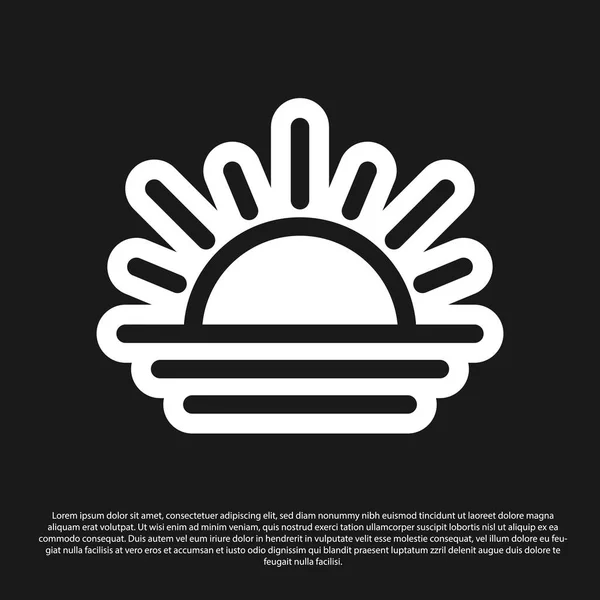 Czarny zachód słońca ikona odizolowany na czarnym tle. Ilustracja wektora — Wektor stockowy