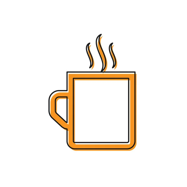 Orange Coffee cup flat icon isolated on white background. Tea cup. Hot drink coffee. Vector Illustration — Stock Vector