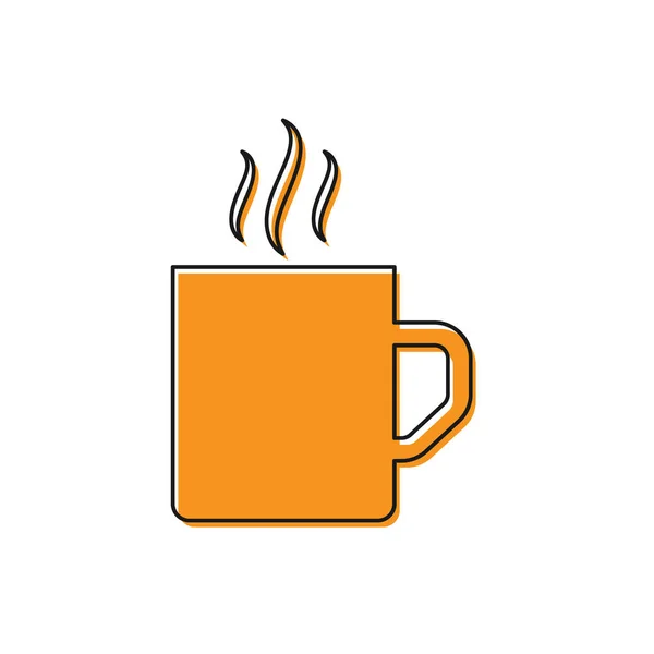 Orange Coffee cup flat icon isolated on white background. Tea cup. Hot drink coffee. Vector Illustration — Stock Vector
