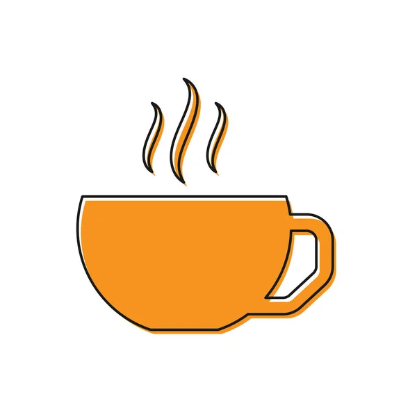 Orange Coffee cup flat icon isolated on white background. Tea cup. Hot drink coffee. Vector Illustration — Stock Vector