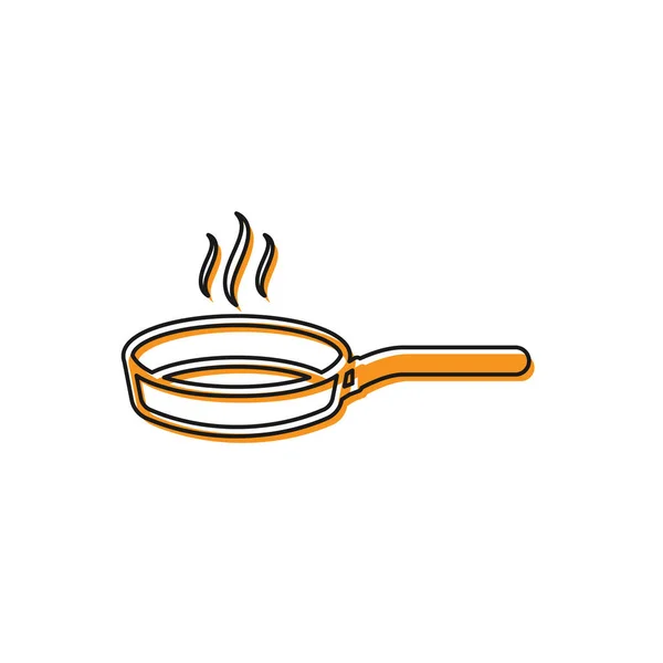 Icono de sartén naranja aislado sobre fondo blanco. Símbolo de comida asada o frita. Ilustración vectorial — Archivo Imágenes Vectoriales