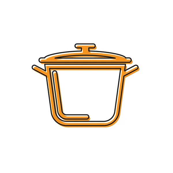 Orange Cooking pot icon isolated on white background. Boil or stew food symbol. Vector Illustration — Stock Vector