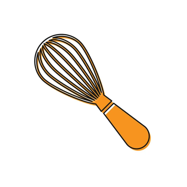 Orange Kitchen whisk icon isolated on white background. Cooking utensil, egg beater. Cutlery sign. Food mix symbol. Vector Illustration — Stock Vector