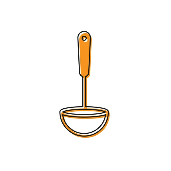 Ícone de concha de cozinha laranja isolado no fundo branco. Utensílio de cozinha. Sinal de colher de talheres. Ilustração vetorial — Vetor de Stock