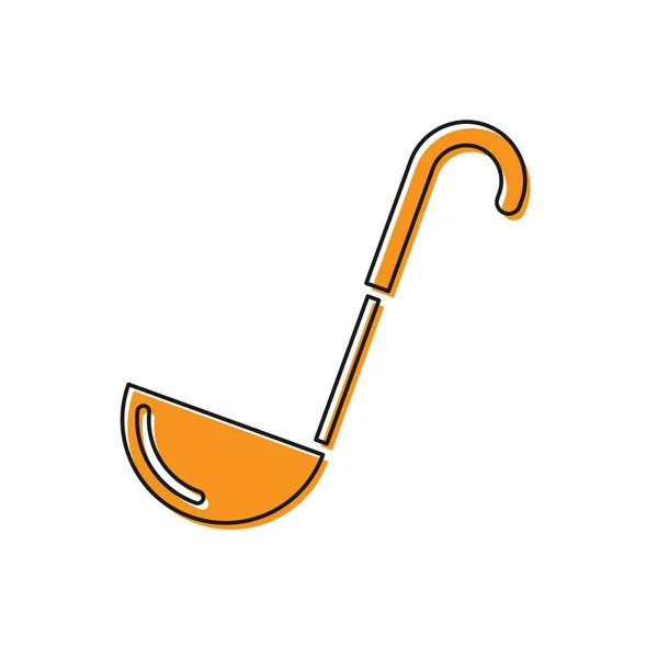 Icono de cuchara de cocina naranja aislado sobre fondo blanco. Utensil de cocina. Signo de cuchara de cubiertos. Ilustración vectorial — Vector de stock