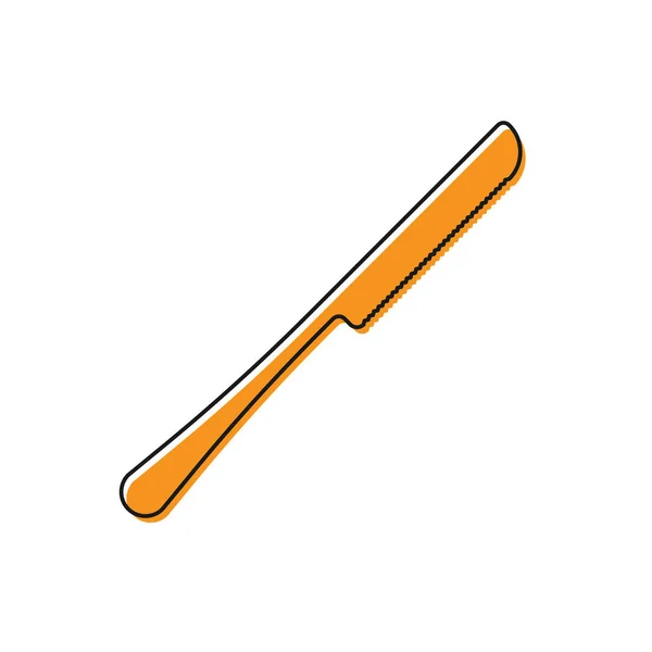 Иконка Orange Knife выделена на белом фоне. Символ столовых приборов. Векторная миграция — стоковый вектор