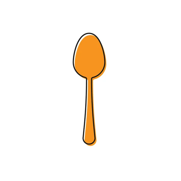 Ícone de colher laranja isolado no fundo branco. Utensílio de cozinha. Sinal de talheres. Ilustração vetorial —  Vetores de Stock