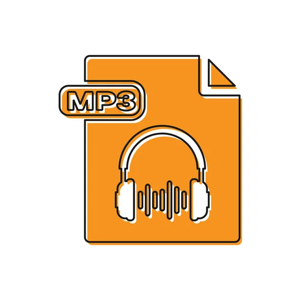 オレンジ色の Mp3 ファイル ドキュメント。白い背景に隔離されたmp3ボタンアイコンをダウンロードします。Mp3 音楽フォーマット記号。Mp3 ファイルシンボル。ベクトルイラストレーション — ストックベクタ