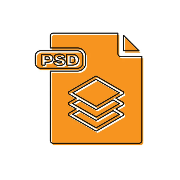 Document de fichier PSD orange. Télécharger icône bouton psd isolé sur fond blanc. Fichier PSD symbole. Illustration vectorielle — Image vectorielle
