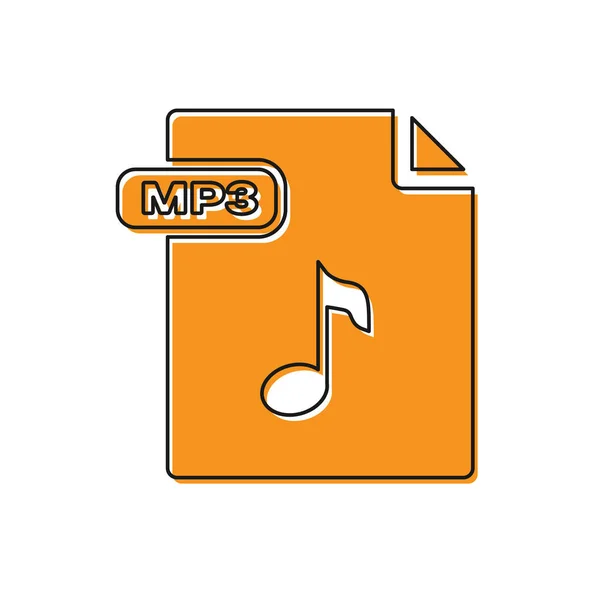 주황색 Mp3 파일 문서. 흰색 배경에 격리 mp3 버튼 아이콘을 다운로드합니다. Mp3 음악 형식 기호입니다. Mp3 파일 기호. 벡터 일러스트레이션 — 스톡 벡터