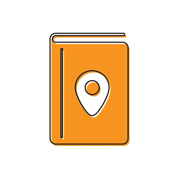 Portada naranja guía de viaje icono aislado sobre fondo blanco. Ilustración vectorial — Vector de stock