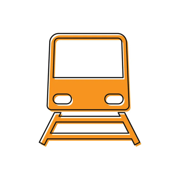 Orangefarbenes Zugsymbol isoliert auf weißem Hintergrund. Symbol für den öffentlichen Nahverkehr. U-Bahn-Verkehr. U-Bahn. Vektorillustration — Stockvektor