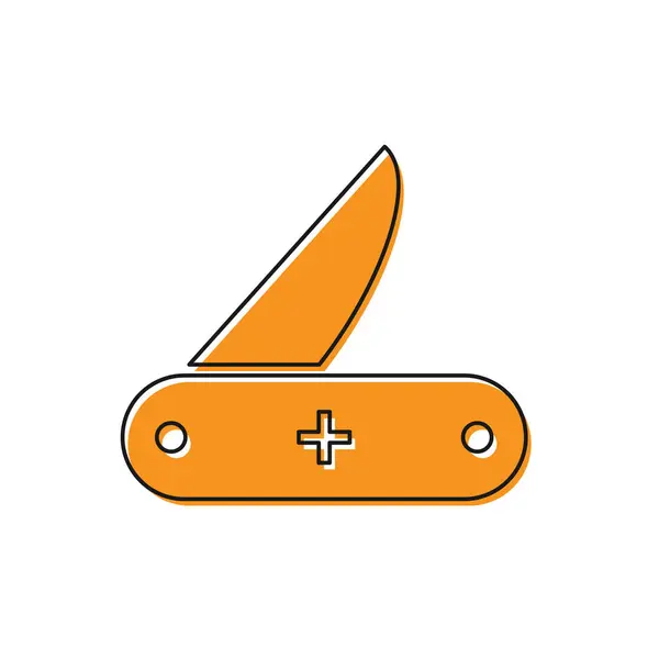 Oranje Zwitsers messenpictogram geïsoleerd op witte achtergrond. Multitool, multifunctioneel zakmes. Multifunctioneel gereedschap. Vector Illustratie — Stockvector