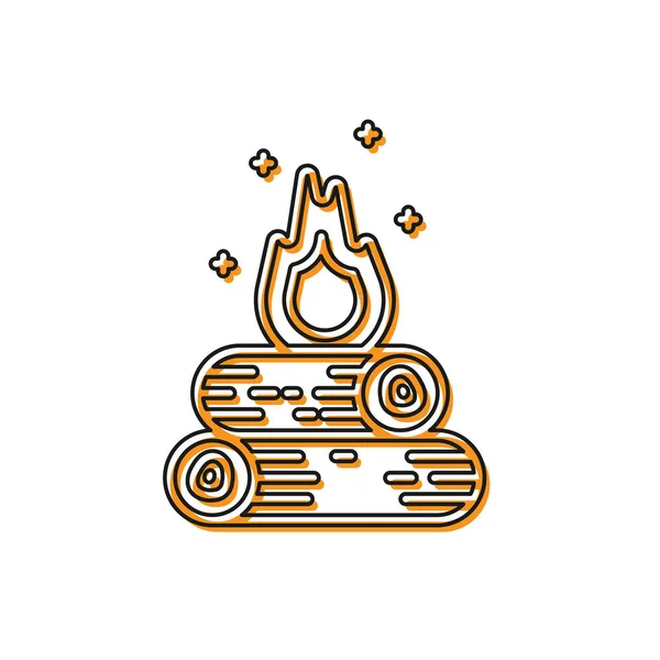 Pomarańczowa ikona ogniska na białym tle. Płonące ognisko z drewna. Ilustracja wektora — Wektor stockowy