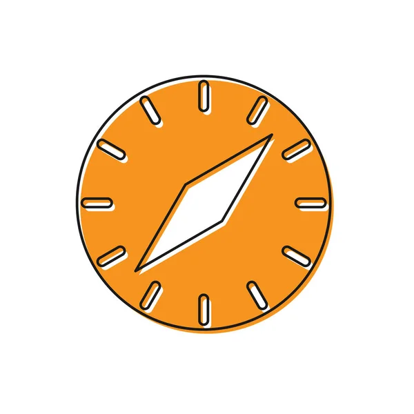 Icône boussole orange isolée sur fond blanc. Windrose symbole de navigation. Signe rose des vents. Illustration vectorielle — Image vectorielle