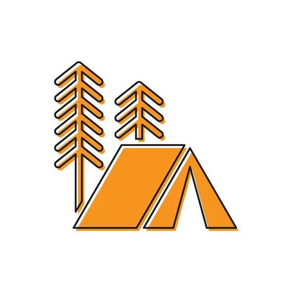 Icono de carpa Orange Tourist aislado sobre fondo blanco. Símbolo camping. Ilustración vectorial — Vector de stock