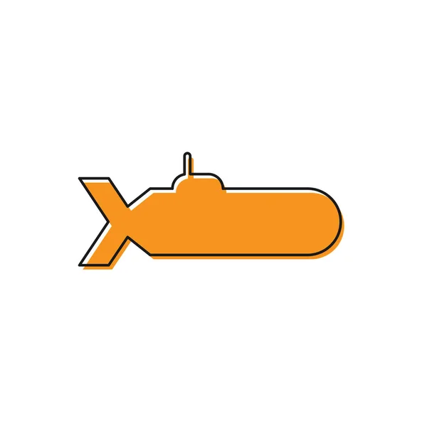 Oranje onderzeeër icoon geïsoleerd op witte achtergrond. Militair schip. Vector illustratie — Stockvector