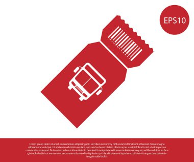 Kırmızı Otobüs bilet simgesi beyaz arka plan üzerinde izole. Toplu taşıma bileti. Vektör İllüstrasyonu
