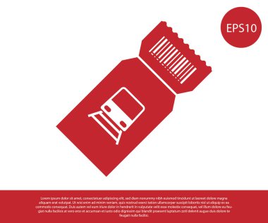 Kırmızı Tren bilet simgesi beyaz arka plan üzerinde izole. Demiryolu ile seyahat. Vektör İllüstrasyonu