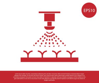 Kırmızı Otomatik sulama sprinkler simgesi beyaz arka plan üzerinde izole. Sulama ekipmanları. Bahçe elementi. Sprey tabanca simgesi. Vektör İllüstrasyonu
