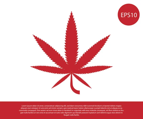 Červená lékařská marihuana nebo konopný list ikona izolované na bílém pozadí. Symbol konopí. Vektorová ilustrace — Stockový vektor