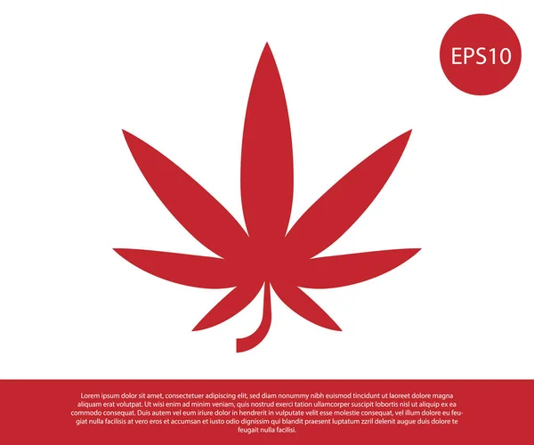 Červená lékařská marihuana nebo konopný list ikona izolované na bílém pozadí. Symbol konopí. Vektorová ilustrace — Stockový vektor