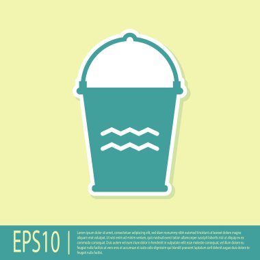 Yeşil Kova simgesi sarı arka planda yalıtılmış. Vektör İllüstrasyonu