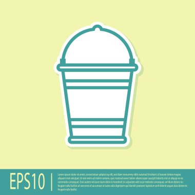 Yeşil Kova simgesi sarı arka planda yalıtılmış. Vektör İllüstrasyonu