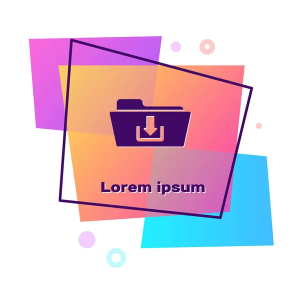 Purple Folder icono de descarga aislado sobre fondo blanco. Botón rectángulo de color. Ilustración vectorial — Vector de stock