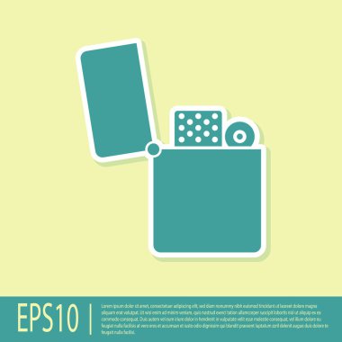 Yeşil Çakmak simgesi sarı arka planda yalıtılmış. Vektör İllüstrasyonu