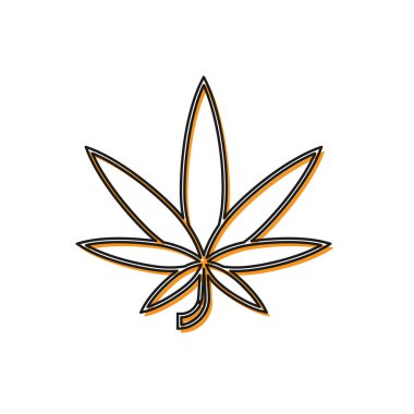 Beyaz arka planda izole edilmiş turuncu tıbbi marihuana veya kenevir yaprağı ikonu. Kenevir sembolü. Vektör İllüstrasyonu