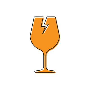 Turuncu Kırılgan kırık cam sembolü teslim kutuları simgesi beyaz arka plan üzerinde izole için. Vektör İllüstrasyonu