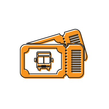 Turuncu Otobüs bilet simgesi beyaz arka plan üzerinde izole. Toplu taşıma bileti. Vektör İllüstrasyonu