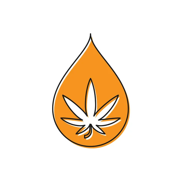 Orange Medicinale marihuana of cannabis blad olijfolie drop icoon geïsoleerd op witte achtergrond. Cannabisextract. Hennep symbool. Vector Illustratie — Stockvector