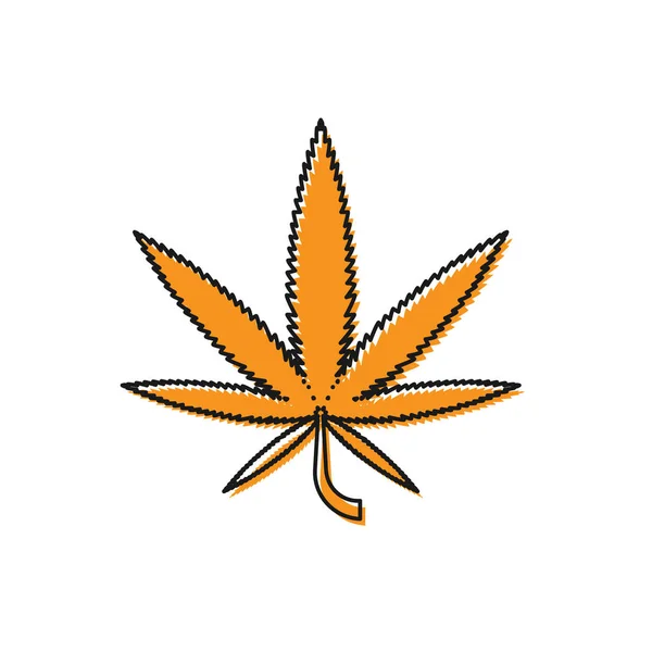 Orange Medical marijuana ou ícone de folha de cannabis isolado no fundo branco. Símbolo de cânhamo. Ilustração vetorial — Vetor de Stock