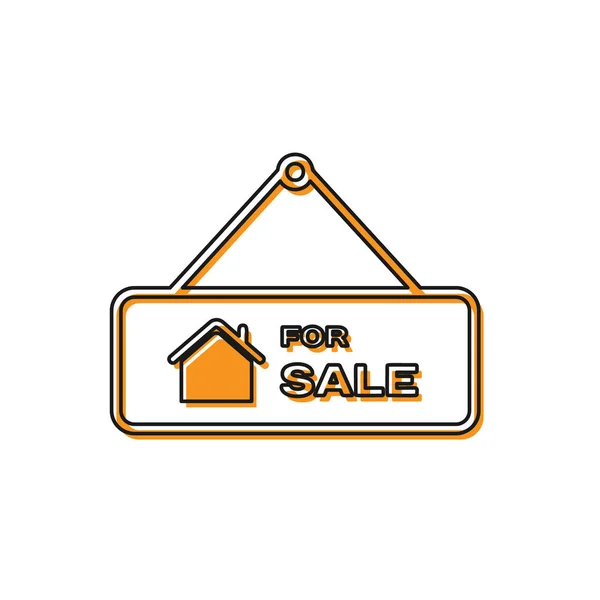 Orange Hanging sign with text For Sale icon isolated on white background. Signboard with text For Sale. Vector Illustration — Stock Vector