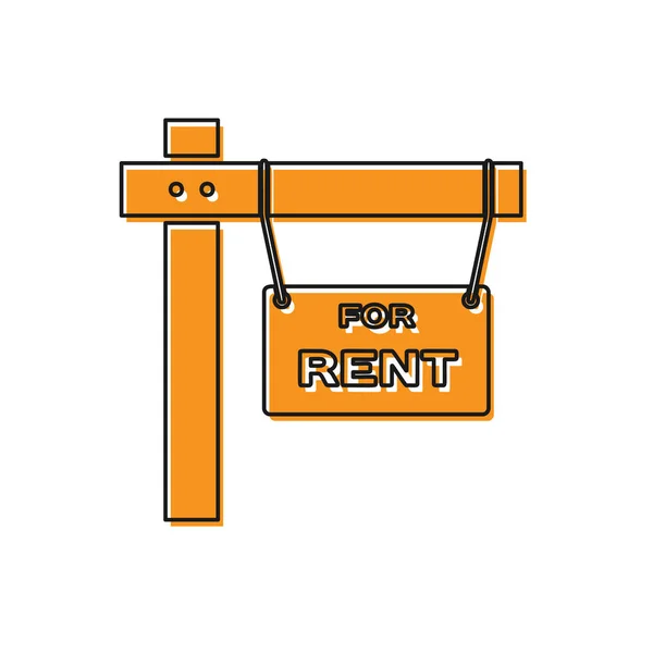 Narancs lógó jel szöveg kiadó ikon elszigetelt fehér háttér. Jelzőtábla szöveggel kiadó. Vektoros illusztráció — Stock Vector