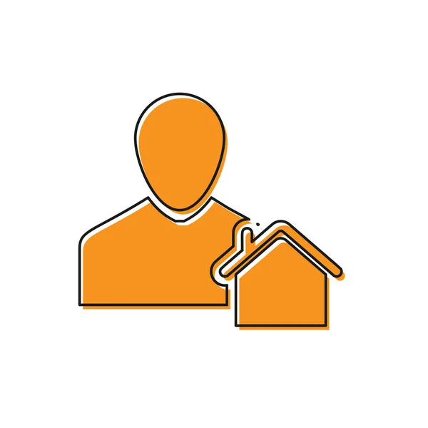 Ícone laranja Realtor isolado no fundo branco. A comprar casa. Ilustração vetorial — Vetor de Stock