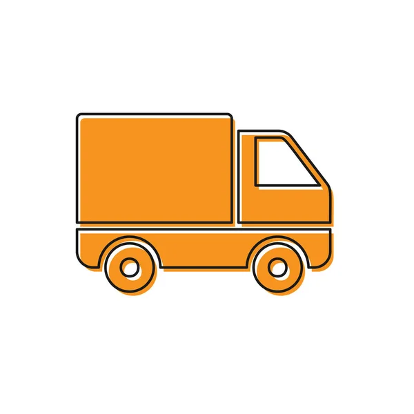 Orangefarbenes Lastwagensymbol auf weißem Hintergrund. Vektorillustration — Stockvektor