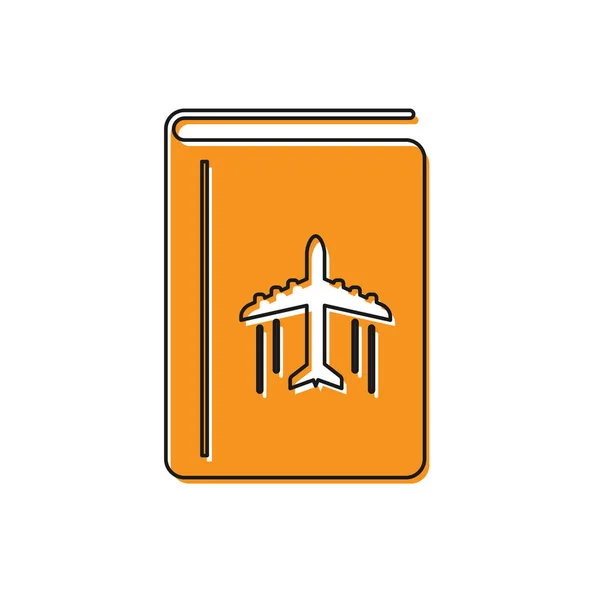 Orangefarbenes Cover-Buch-Reiseführer-Symbol auf weißem Hintergrund. Vektorillustration — Stockvektor