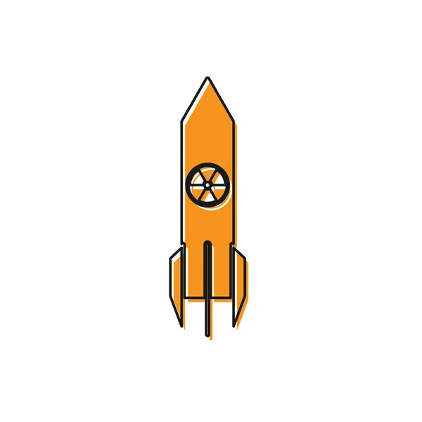 Orange Nuclear rocket icon isolated on white background. Rocket bomb flies down. Vector Illustration — Stock Vector