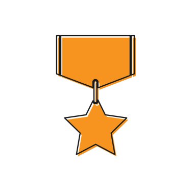 Turuncu Askeri ödül madalya simgesi beyaz arka plan üzerinde izole. Ordu işareti. Vektör İllüstrasyonu